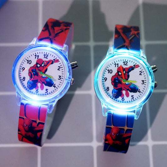 New Spider-Man Kids Watches with Color Flash Light Silicone Strap