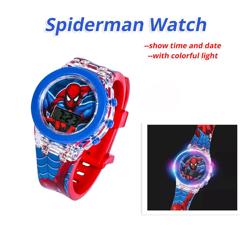 Flash Colorful Light Spiderman Children's Watches for Boys Cartoon