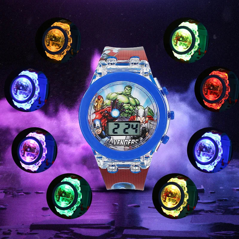 Flash Colorful Light Spiderman Children's Watches for Boys Cartoon