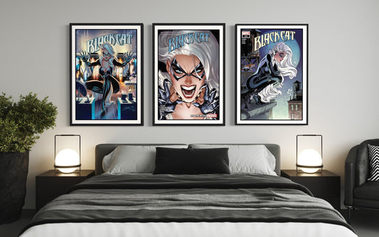 Set of 3 Black Cat Comic Cover Prints