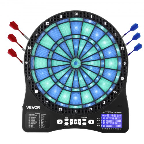Electronic Dart Board, LED-Illuminated Target Dartboard with 48 Games