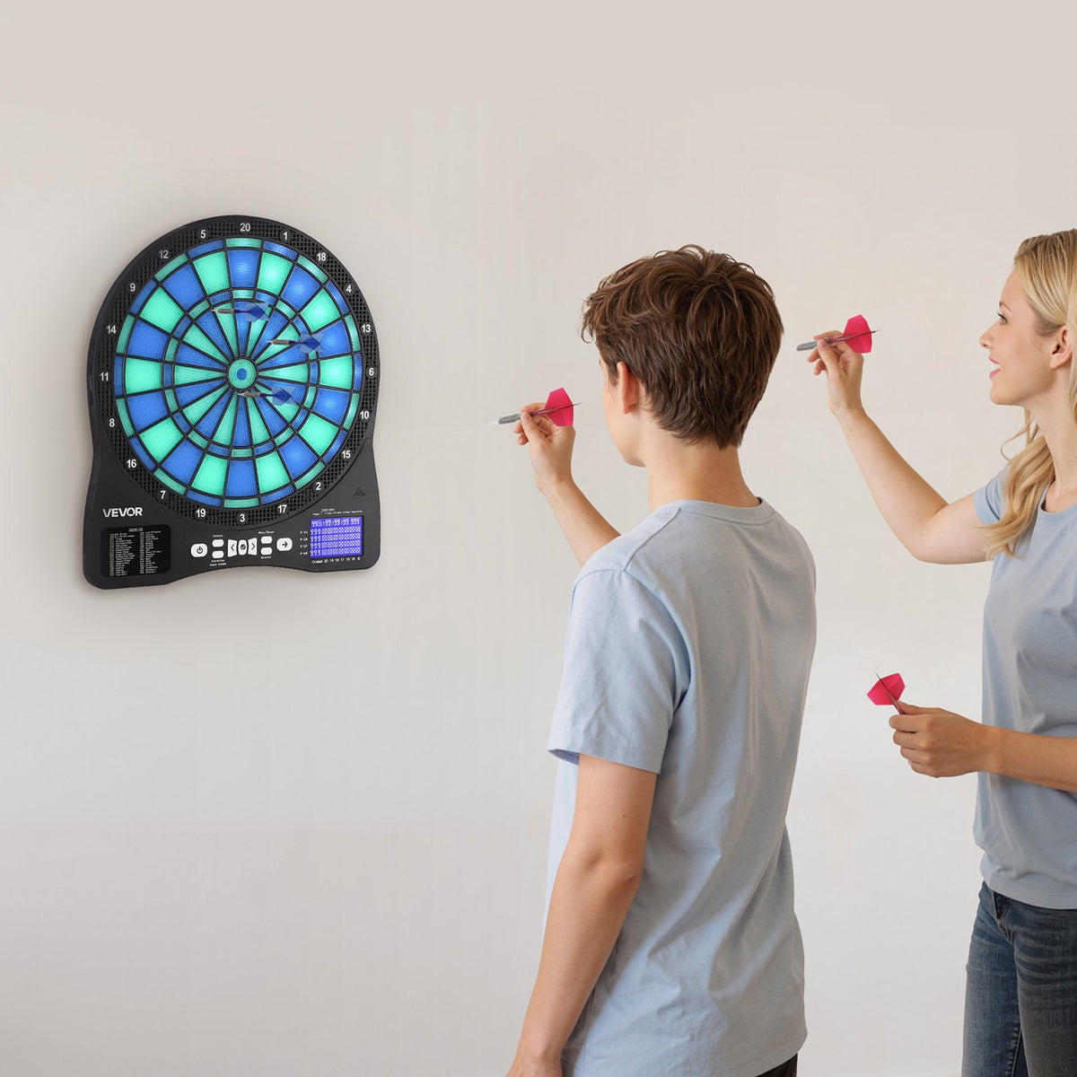 Electronic Dart Board, LED-Illuminated Target Dartboard with 48 Games